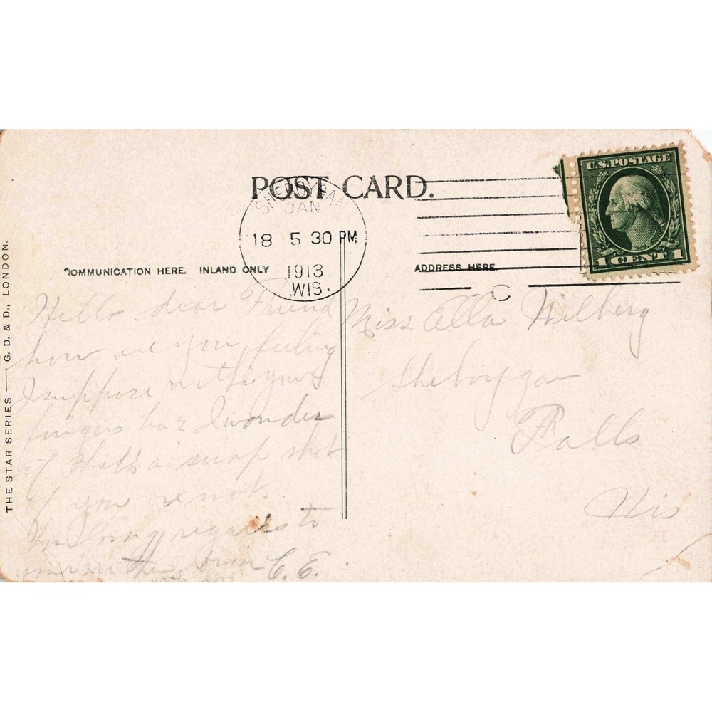 Vtg 1913 RPPC £150 Snapshot Comic Postcard Star Series G.D.&D. London - Picture 2 of 2